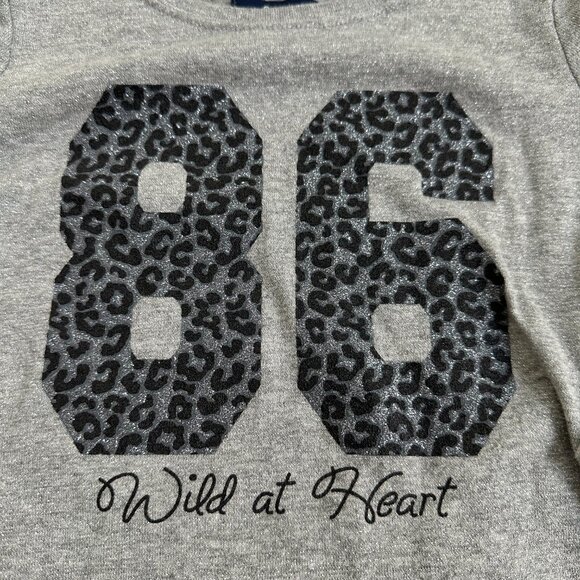 Gap Kids Jersey Top Gray Black Sparkly Top Cheetah Print 3/4 Sleeves Size Medium - Picture 3 of 6